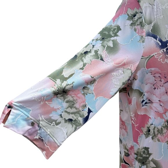 N Touch Embossed Floral Pullover Top‎ Womens 1X Multicolor 3/4 Sleeve Loose Fit - Picture 5 of 14